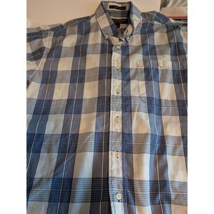 Chesterfield Men's Blue Short Sleeve Plaid Shirt Size Large 16-16.5